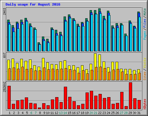Daily usage for August 2016